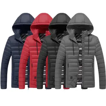 

Winter Heated Jacket Men Down Jacket Thermal Clothing Coat Electric Heating Vest Long Sleeve USB Infrared Camping Overcoat Tops