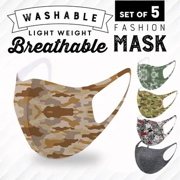 

5PCS Adult Washable Reusable Anti-spitting Protective Face Cover Masks mascarillas de tela para adultos con dibujos