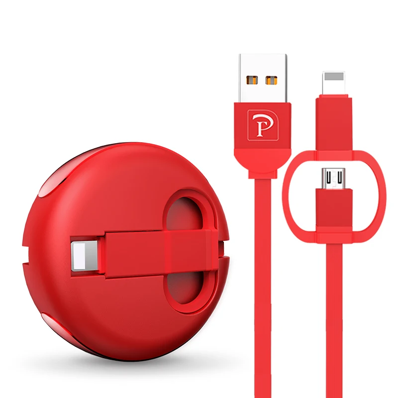 Красный OATSBASF 2 в 1 USB кабель Micro USB и type c для samsung Xiaomi huawei выдвижной портативный Usb C для Android кабель для передачи данных - Цвет: Красный