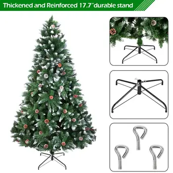 

Christmas Tree 7FT 1350 Branch Flocking Spray White Tree With 61 Pine Cone PVC Leaf Automatic Tree Structure Realistic Xmas Tree