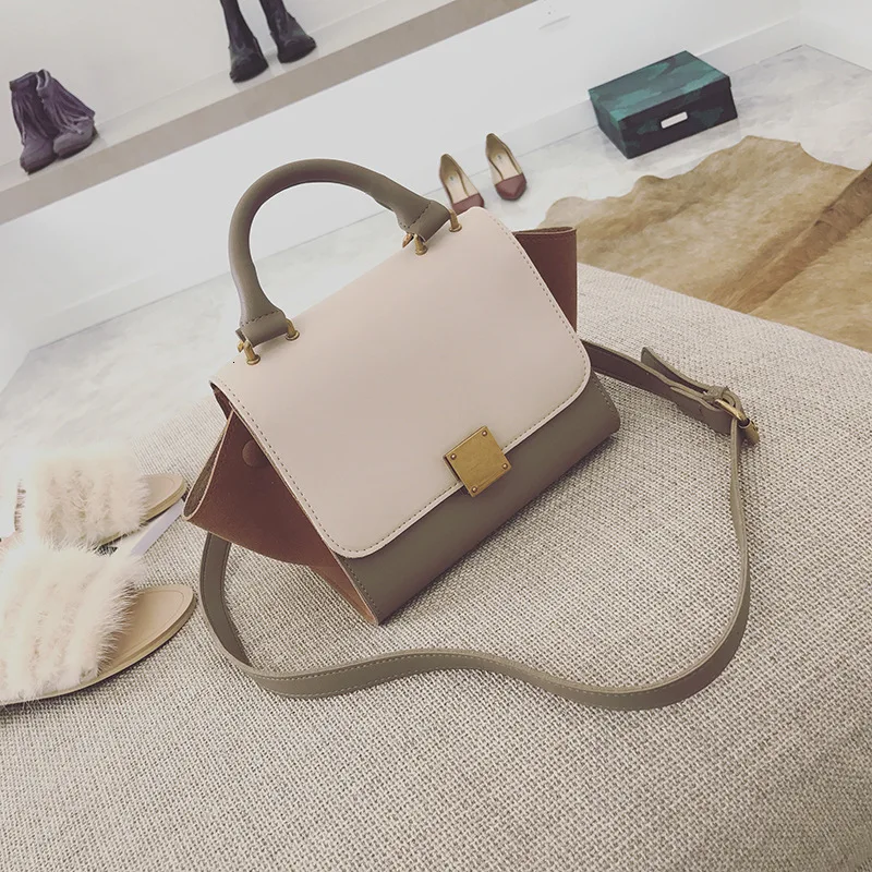 

Women's Messenger Bag Elegant Simple Portable Bat Shoulder Bag Combat Color Wings PU Leather Crossbody Bags Women High Capacity