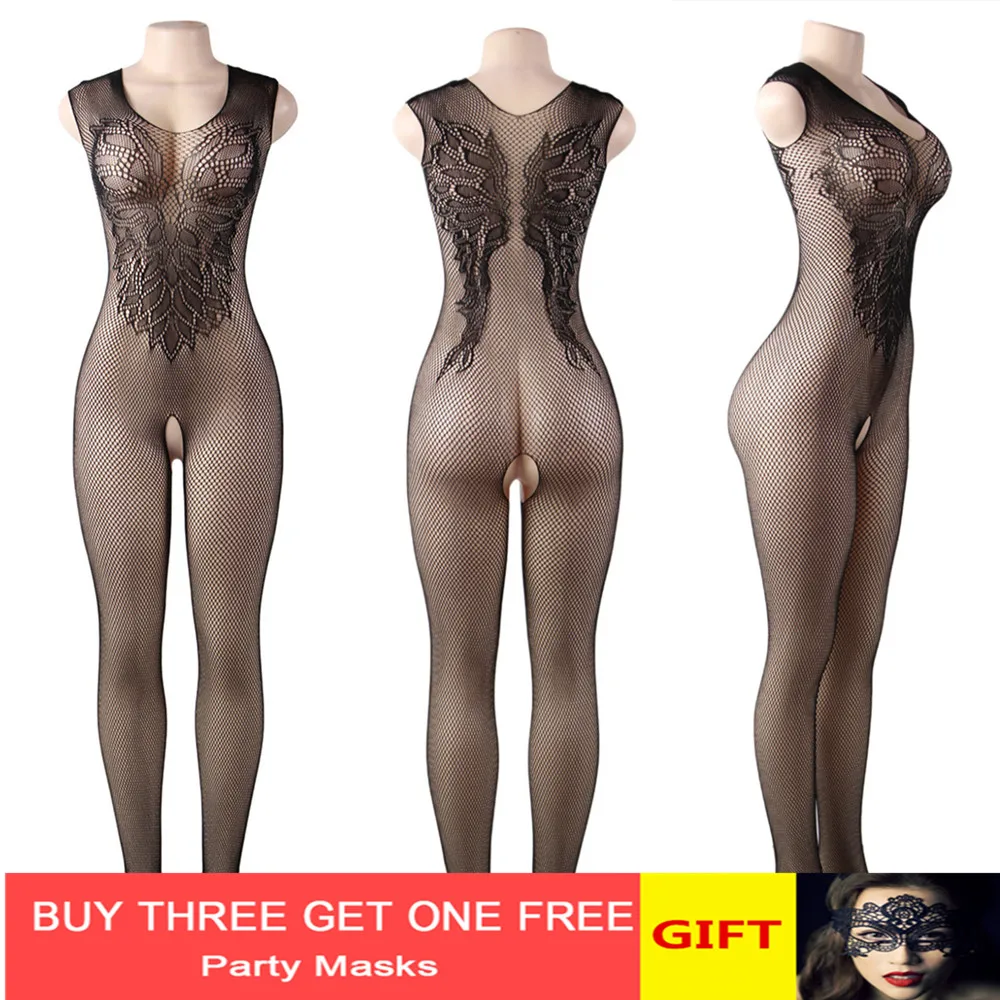 Women-Sexy-Open-Crotch-Bodystocking-erotic-Lingerie-V-neck-Body-suit-stocking-porno-underwear-Crotchless-babydolls