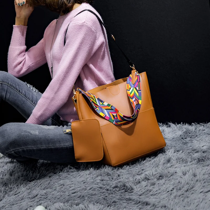 

Korean-style Bag 2020 New Style Commuting Picture Bucket Bag Shoulder Large-Volume Ribbon Handbag WOMEN'S Bag