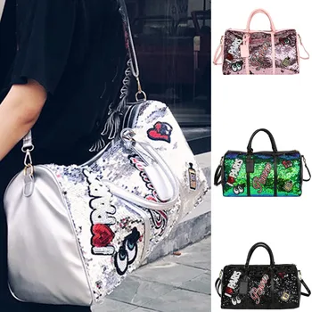 

Unisex Fashion Shoulder Bag Casual Bling Large Capacity Handbag Hip Hop Wind Printing Travel Luggage Bag Shopper Bag#15