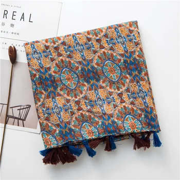 

2020 vintage scarf women autumn spring luxury brand long ethnic printed hijab scarves Headband Foulards Sjaal Wrap Hijab Snood
