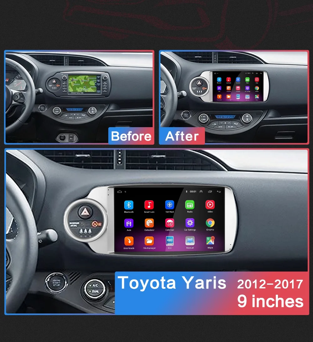 2G+ 32G " 2din Android 8,1 GO автомобильный dvd-плеер для Toyota Yaris 2012 2013 20014 автомобильный Радио gps навигация wifi