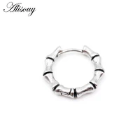 Alisouy 1pc Punk Gothic Twist Leaf Bone Stainless Steel Simple Round Circle Hoop Earrings Rock Roll Mens Women Hip Hop Jewelry 6