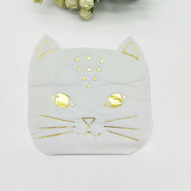 Cat Paper Napkin 20 шт маленькие бумажные салфетки в виде ракушки салфетки в форме раковины салфетки под морем Русалка Вечерние ракушки вечерние коктейльные бумажные салфетки - Цвет: Cat Paper Napkin