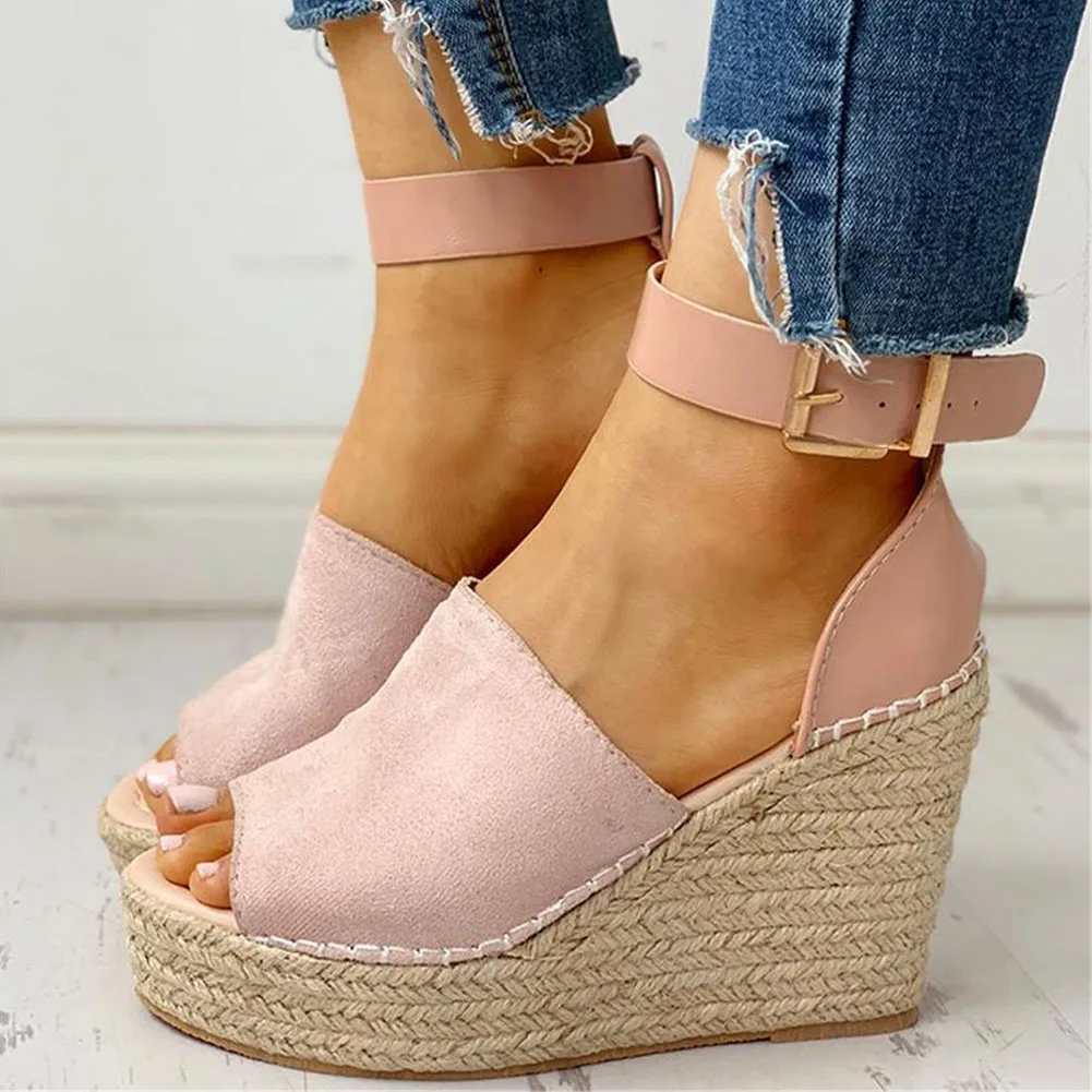 

INS HOT large Size 43 Drop Ship Wedges Sandals Women High Heels Casual Platform Straw Comfortable Summer Shoes Woman