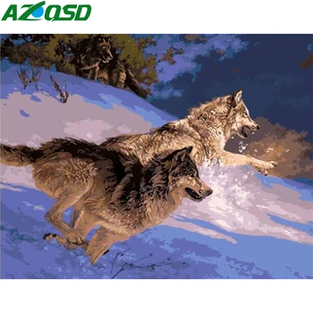 

AZQSD Adult Paint By Numbers Animal Home Decoration DIY Unframe Coloring By Numbers Wolf Drawing On Canvas Unique Gift
