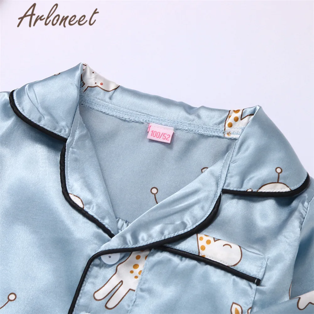 Одежда arloneet, Пижамы Детская футболка с длинным рукавом для мальчиков, топы с рисунками из мультфильмов, штаны для мальчиков хлопковый комплект одежды для сна из 2 предметов, пижамные комплекты для девочек