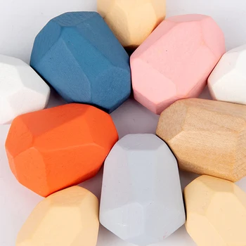 

Nordic Style Children'S Wooden Colored Stone Kids Room Decoration Jenga Building Block Educational Toy Stacking Game Toys Gift
