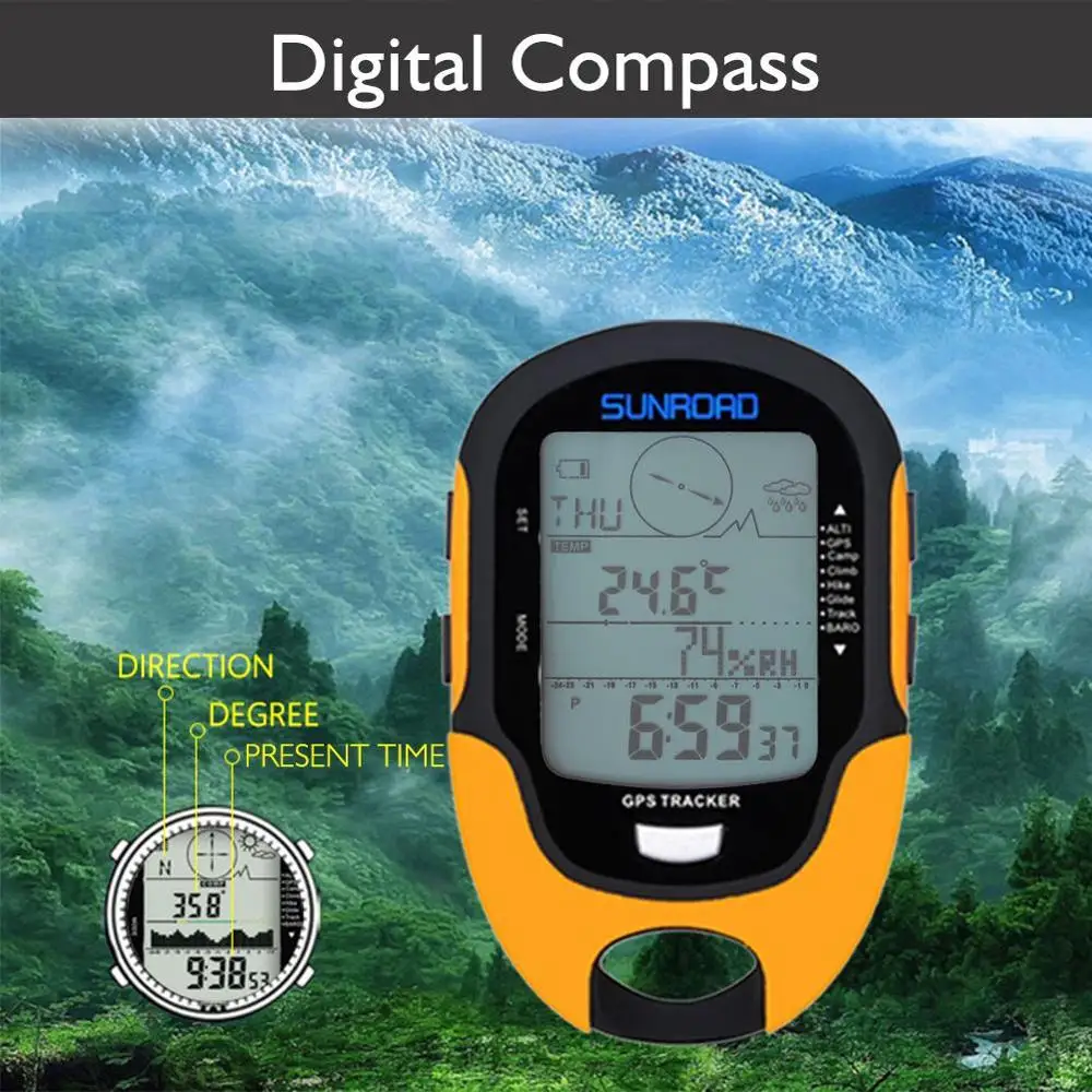 SUNROAD FR510 Handheld GPS Navigation Receiver Portable Handheld Digital Altimeter Barometer Compass Camping Hiking Tool handheld gps navigator