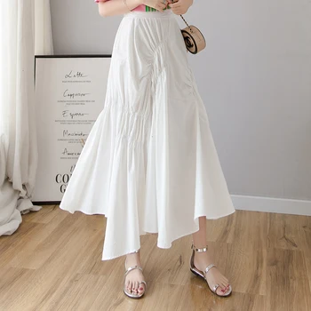 

2019 Spring and Summer New High Waist Women Skirt Cotton Solid Color Ladies Skirts Irregular Fashion Skirts Female B675