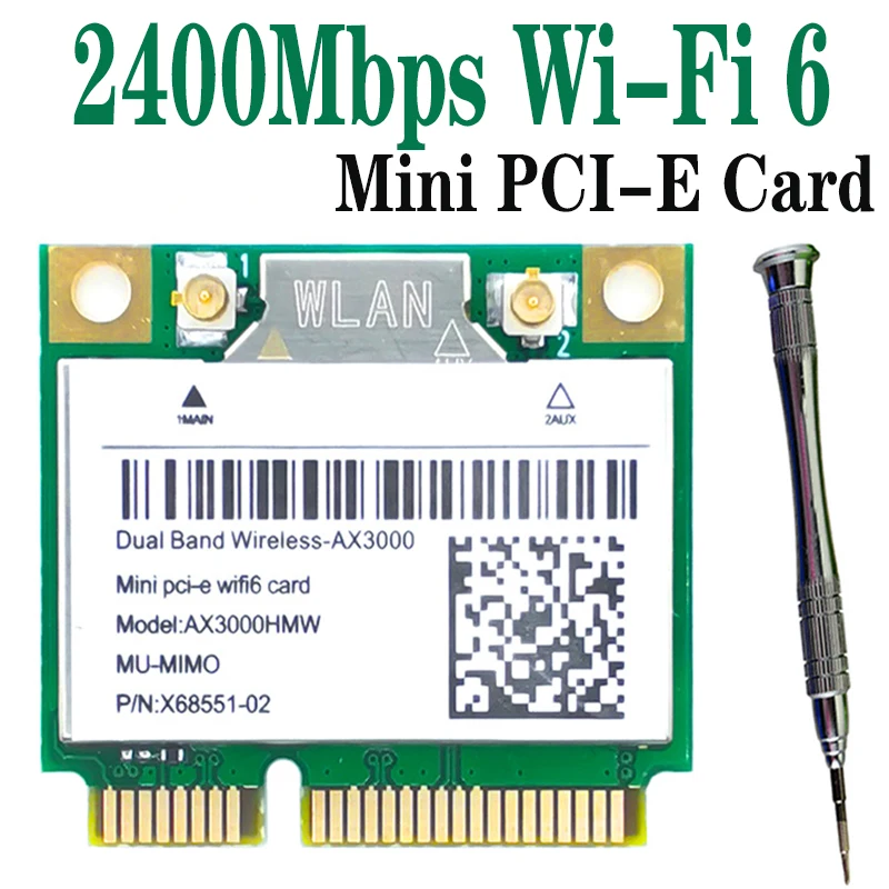 2974Mbps Wifi 6 Dual Band Wireless Adapter Half Mini PCI-E Network Laptop Wlan Card Bluetooth 5.0 802.11ax/ac Better 7260ac | Компьютеры и