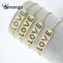 4 цвета, медный микро браслет с надписью "LOVE", золотого цвета, высокое качество, 5 или 10 шт., B0098