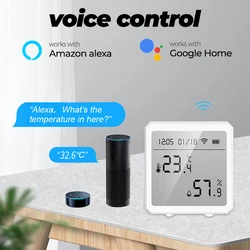 TUYA – écran LCD WiFi Smart Life, capteur de température et d'humidité, alarme Push, fonctionne avec Alexa Google Assistant, pour maison intelligente 