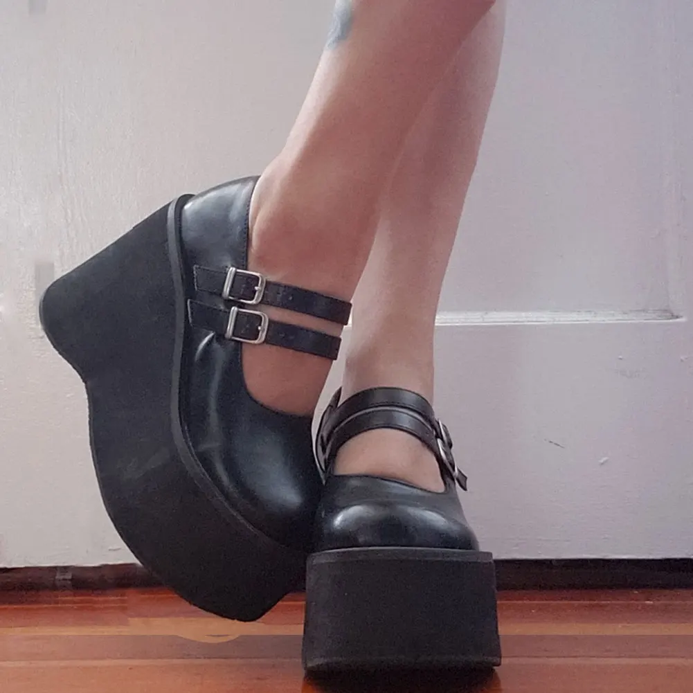 Brand New Sale Sweet Lolita Style Gothic Cosplay Black Pink Cozy Wedges Mary  Janes High Heels Pumps Platform Shoes Woman Size 43 - Pumps - AliExpress