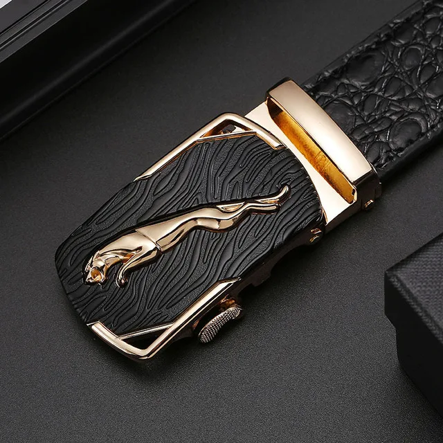 black belt with holes 2021 Real Leather Belts for Men 3.5cm Width Brand Fashion Automatic Buckle Black Genuine Leather Belt Men's Belts men's belts