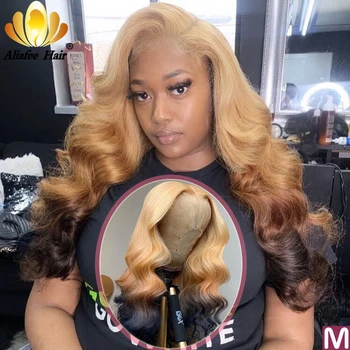

Aliafee Hair 150% Body Wave Long Blonde Wig Human Hair Wig Peruvian Remy Hair 13x4 Lace Front Wig Color Ombre Wigs For Women