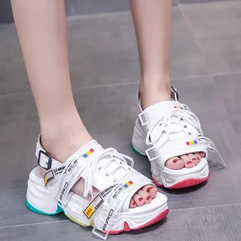 

. 2020 Summer New Women Platform Sandals Fashion Buckle Design White Sandals Breathable Comfortable Casual Shoes Female