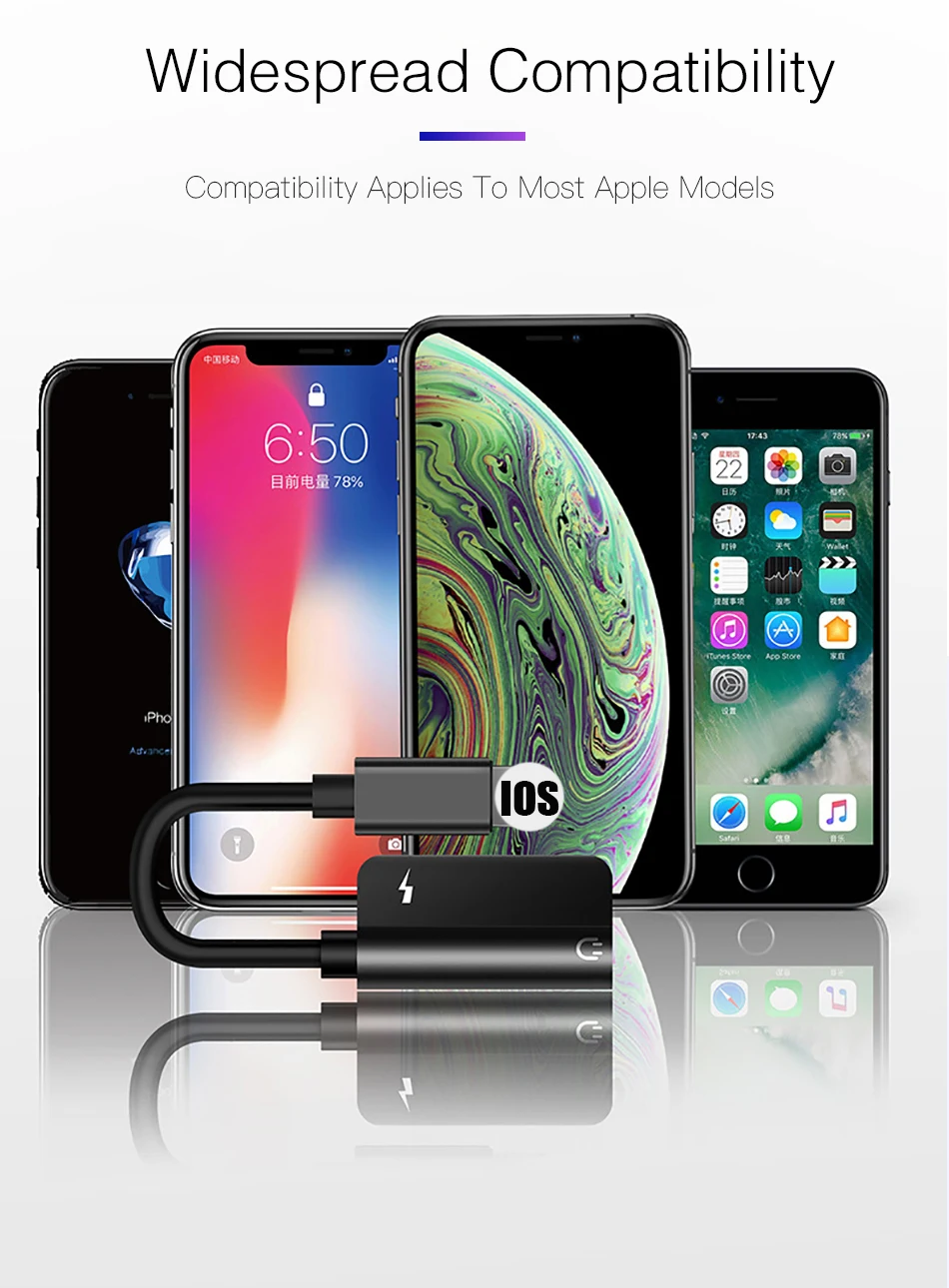 Aux аудио для освещения до 3,5 мм разъем наушников OTG адаптер для iPhone 11 Pro Xs Max Xr X 8 7 сплиттер