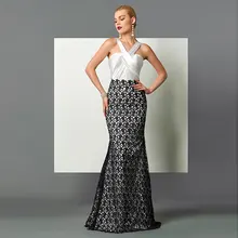 Tanpell очаровательное вечернее платье Холтер шеи без рукавов складки с рюшами Длина пола Кружева Русалка длинное вечернее платье