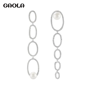 

GAOLA Asymmetrical Ring Pearl Earrings Fashion Long Section Luxury Exquisite Zircon Personality Circle High-end Jewelry GLE9528