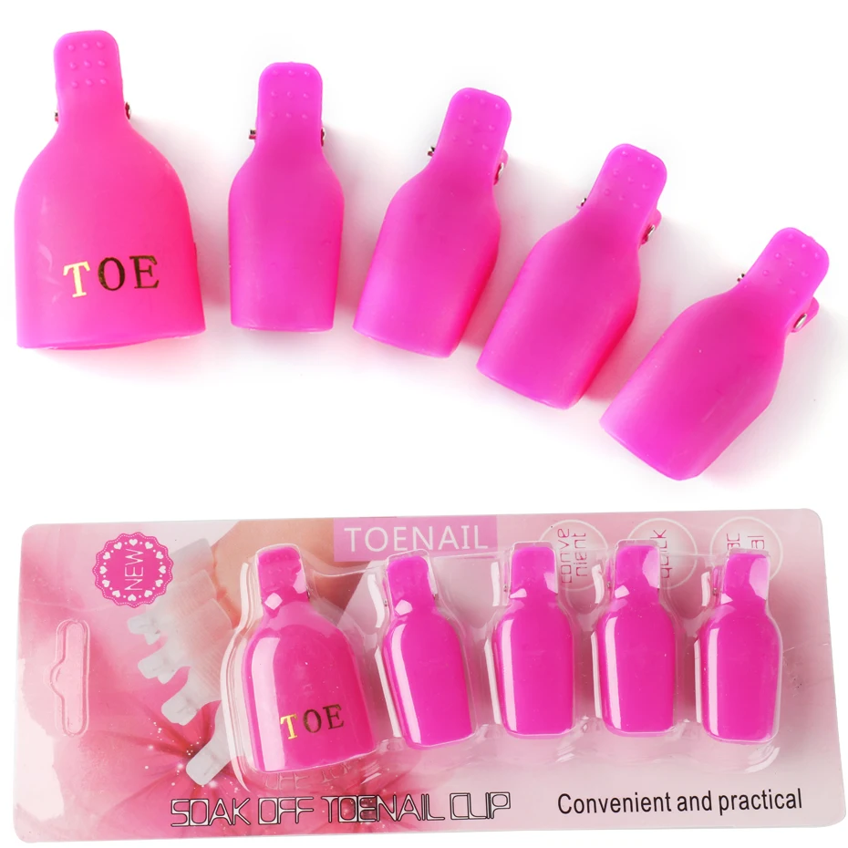 Набор из 5 штук средство для снятия УФ гель лака пластиковый зажим набор