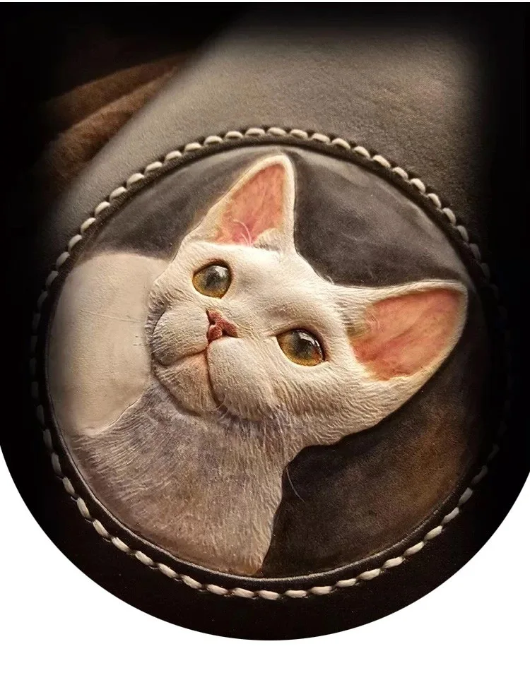 Женские кошельки ручной работы с милым котом, кошельки, женский длинный клатч, кожаный кошелек Devon Rex, держатель для карт, подарок