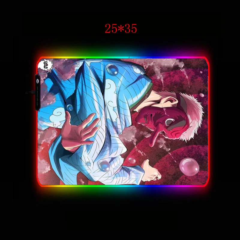 XGZ игровой коврик для мыши Kimetsu No Yaiba с аниме демоном, большой RGB 7 цветов, коврик Mause для ПК, настольный игровой коврик с светодиодный подсветкой