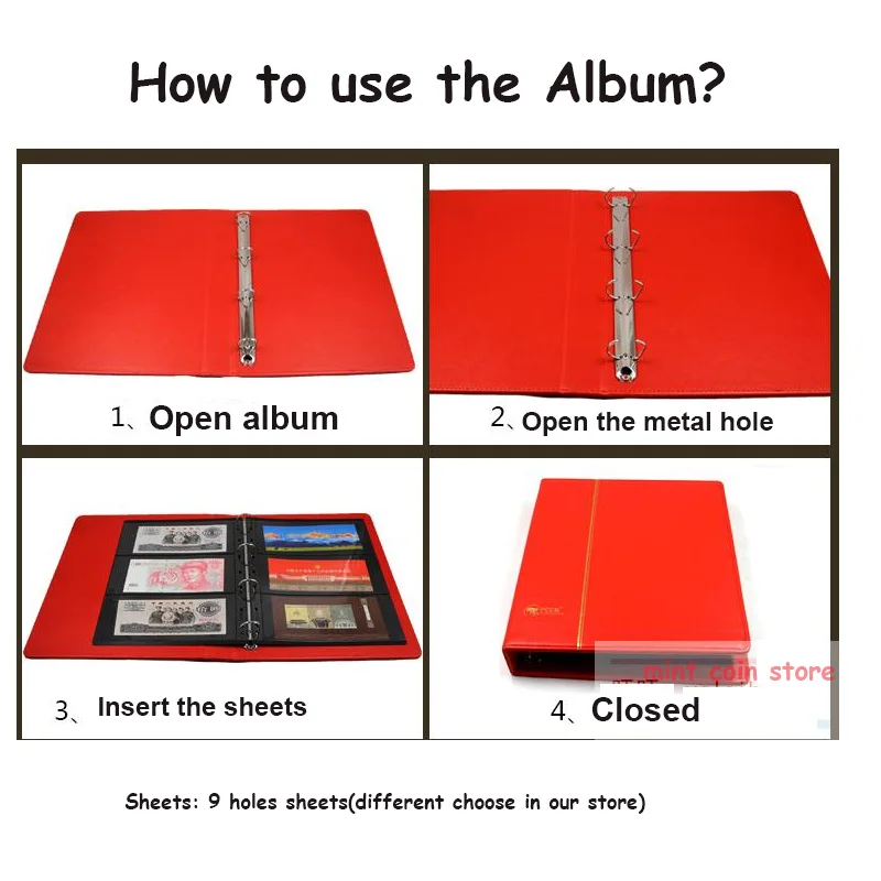 Goede 810600 Internationale Collectie album 9 Gat lederen coin collection album papiergeld postzegel herdenkingsmunt Folde