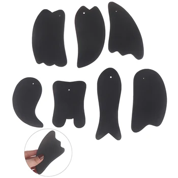 

7Styles Black Massage Relaxation Bian Stone Scraper Guasha Board Energy Board Body Acupoint Simulation Health Beauty Care
