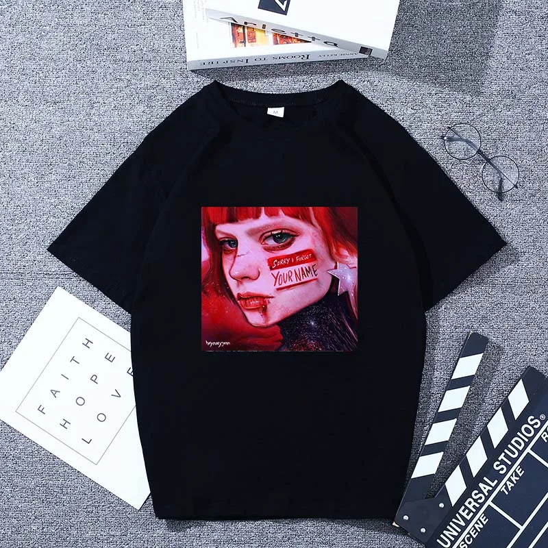 Black02 Female T-shirt harajuku gym gothic hope world clothes t shirt women tops friends vlone vintage stranger things ariana grande - Цвет: Black02
