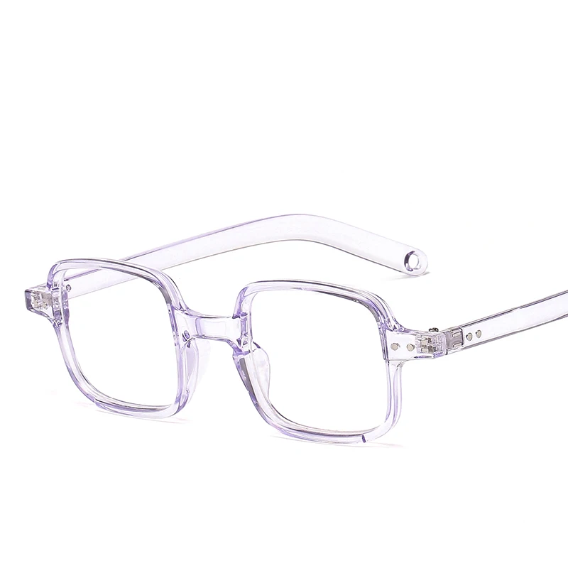 Винтажные анти-синие светящиеся очки женские, мужские модные квадратные компьютерные очки с заклепками женские прозрачные линзы очки Oculos - Цвет оправы: Transparent Blue