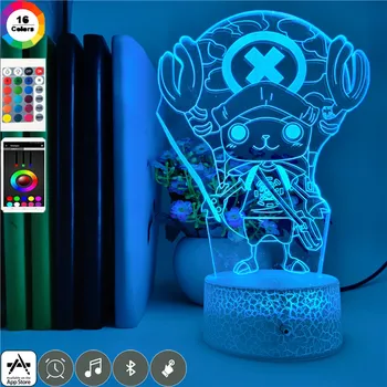 

3d Illusion Led Night Light Anime One Piece Chopper Figure Decoration Gift Cartoon Toys 7 Colors Lamp Bedside Bluetooth Speaker
