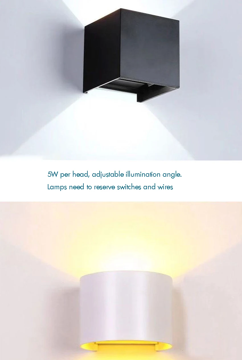 Светодиодный настенный светильник из алюминия, наружный настенный светильник 5 Вт/7 Вт, регулируемый угол вверх и вниз, светильник, домашний бра, декоративный светильник для помещений, лампа