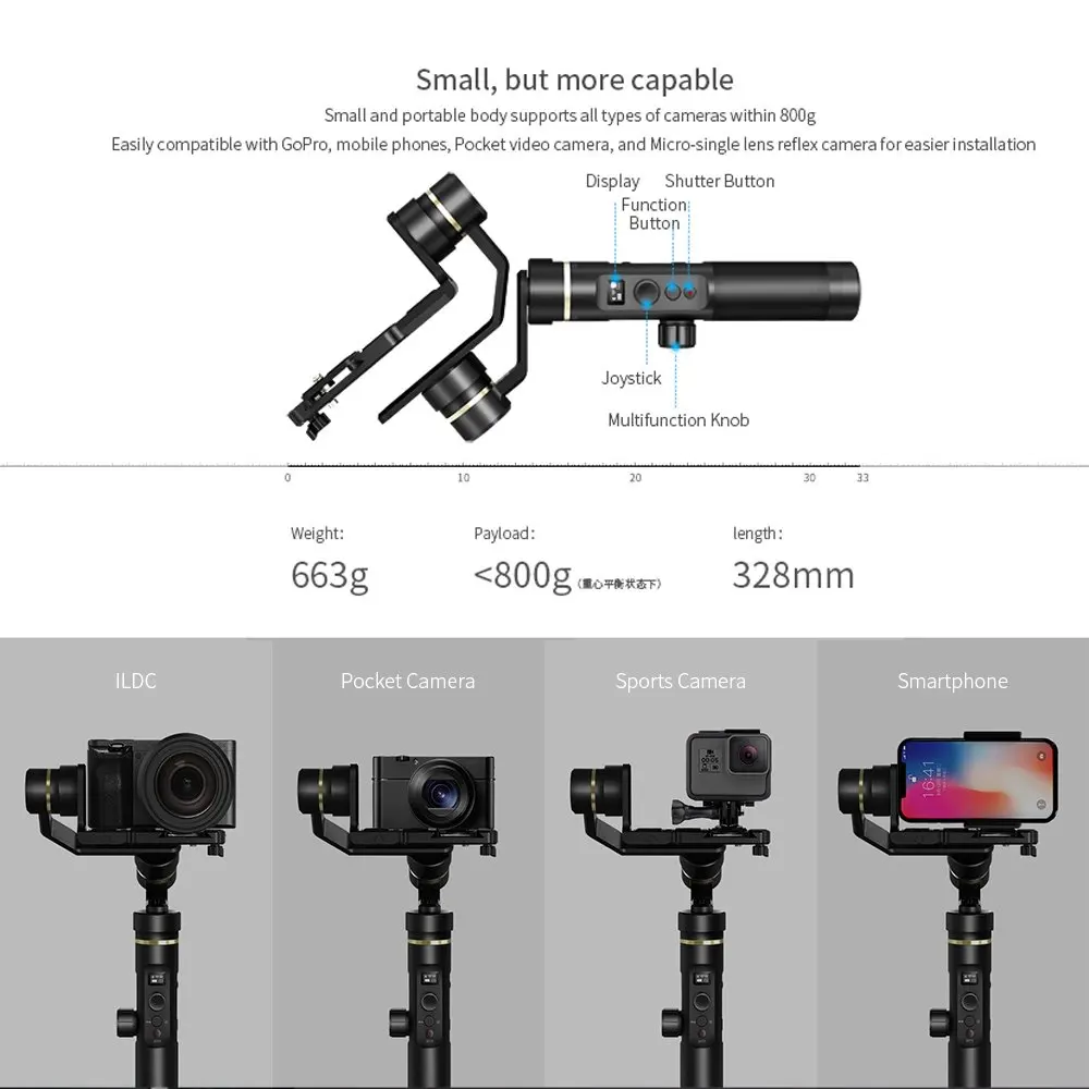 Zhiyun Crane M Профессиональный 3 осевой Ручной Стабилизатор для смартфонов тонкая и