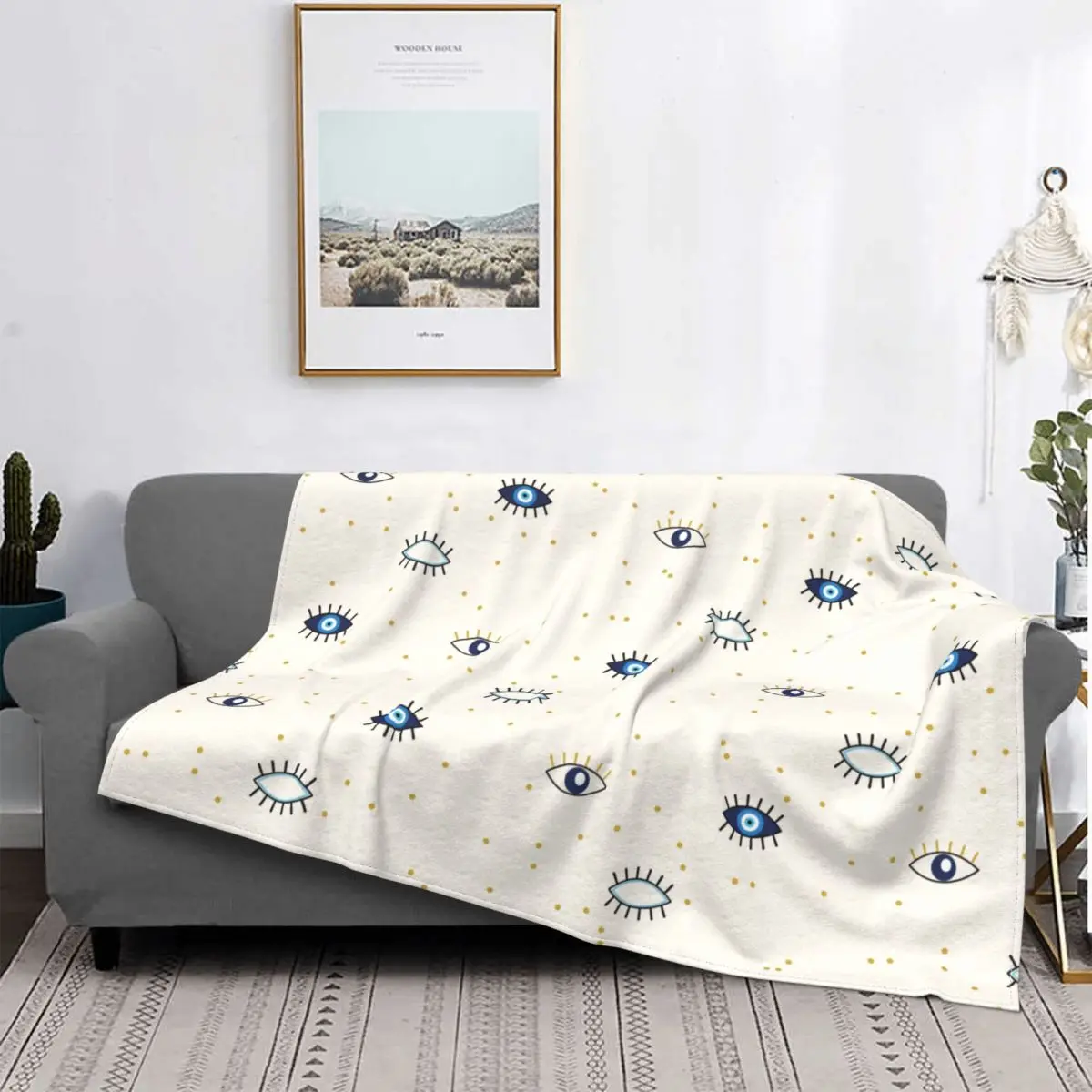 

Evil Eyes Talismans Fleece Blankets Cartoon Beauty Eyelash Novelty Throw Blankets for Home Hotel Sofa 150*125cm Bedspreads