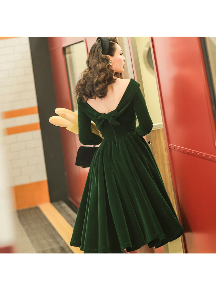macy's green velvet dress