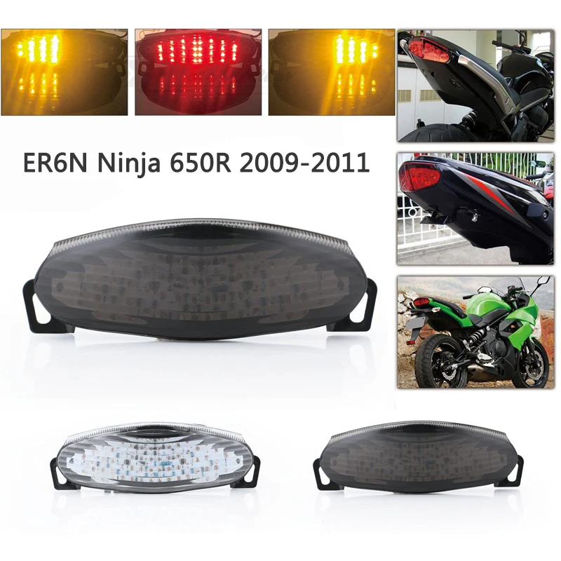 

LED Taillights for 2009-2011 Kawasaki ER6N Ninja 650R 650F Motorcycle Brake Running Turn Signal Lights Clear/Smoke Lens