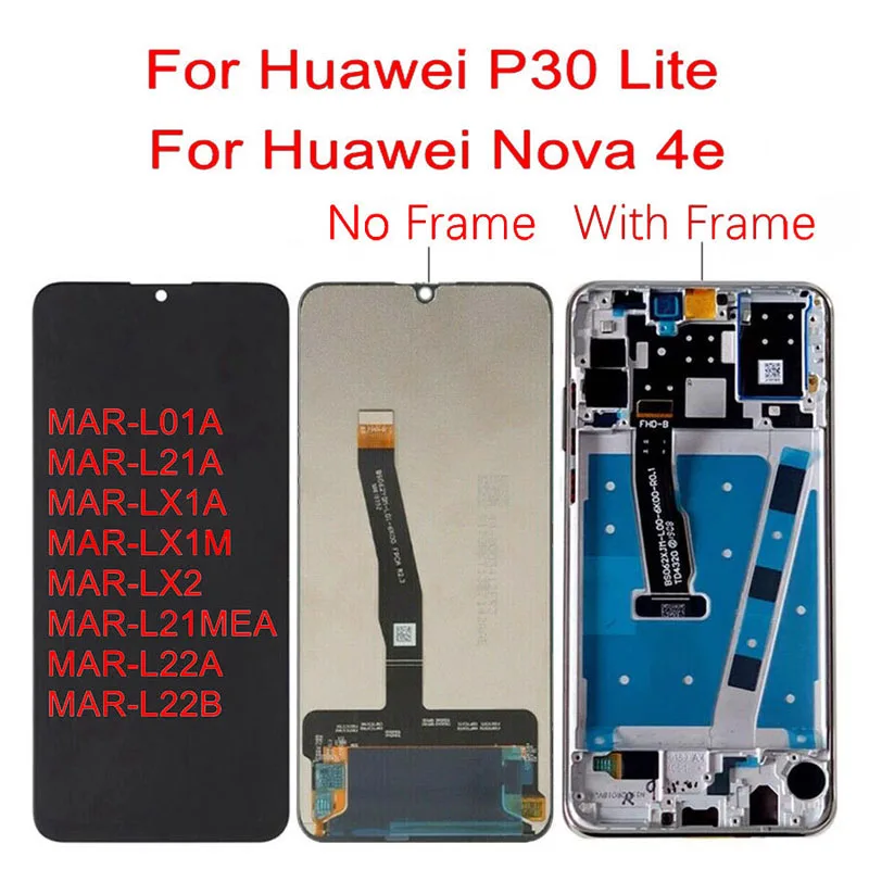 DHL, 10 шт.,, для huawei P30 Lite/Nova 4E, ЖК-дисплей, сенсорный экран, дигитайзер, сборка, ЖК-дисплей, P30 Lite, запасные части