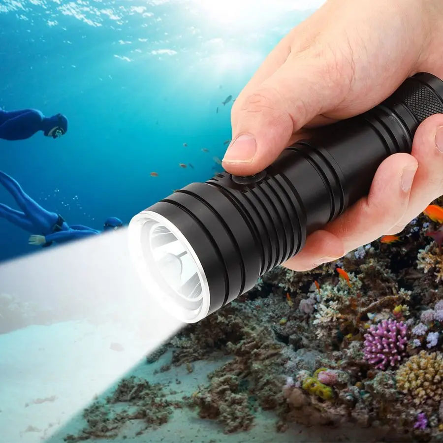 10W LED Diving Flashlight Powerful Underwater Aluminum Alloy Torch IP68 Waterproof Zoon In For Outdoor Activity Lighting | Освещение