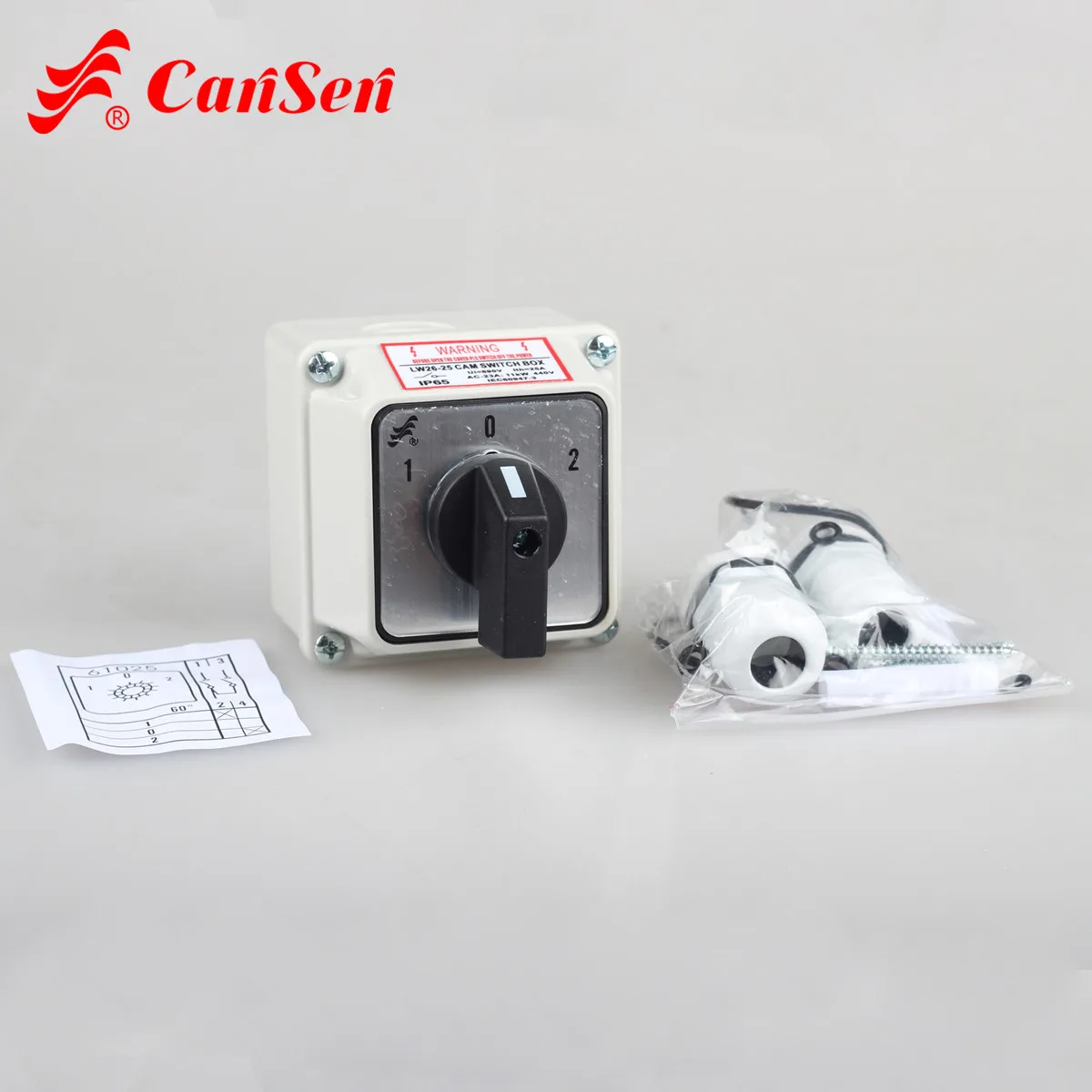 CANSEN LW26 25 Ith 25A поворотный кулачковый переключатель 1 0 2 1P 4 клеммы с защитой IP65