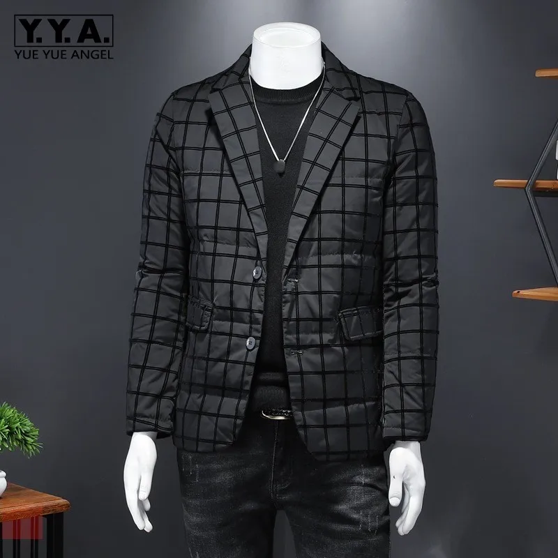PROD 1005002002860698 Men Winter Turn-Down Collar Down Jacket Fashion
Business Warm Single Breasted Blazer England Style Plaid Down Coat
Oversize 5XL
