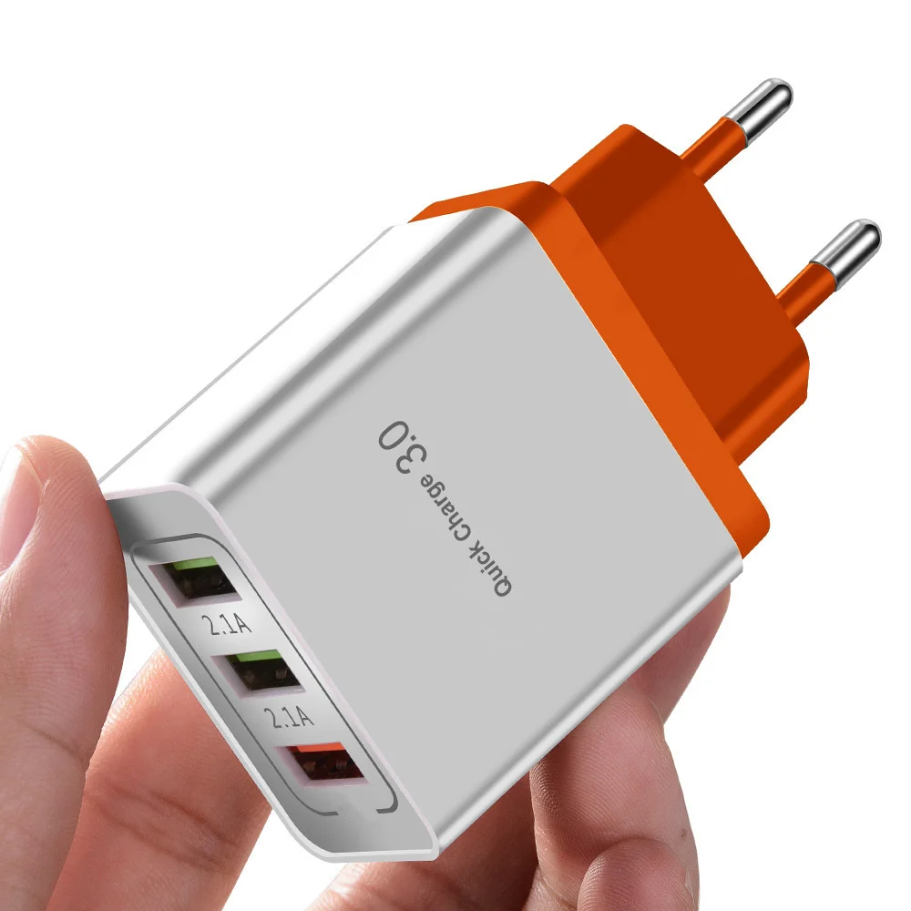 VLAMPO QC3.0 быстрое зарядное устройство US/EU адаптер 3USB многопортовое «дорожное зарядное устройство для телефона с Зарядное устройство для быстрого настенного Зарядное устройство s 5 В/9 В/12 В