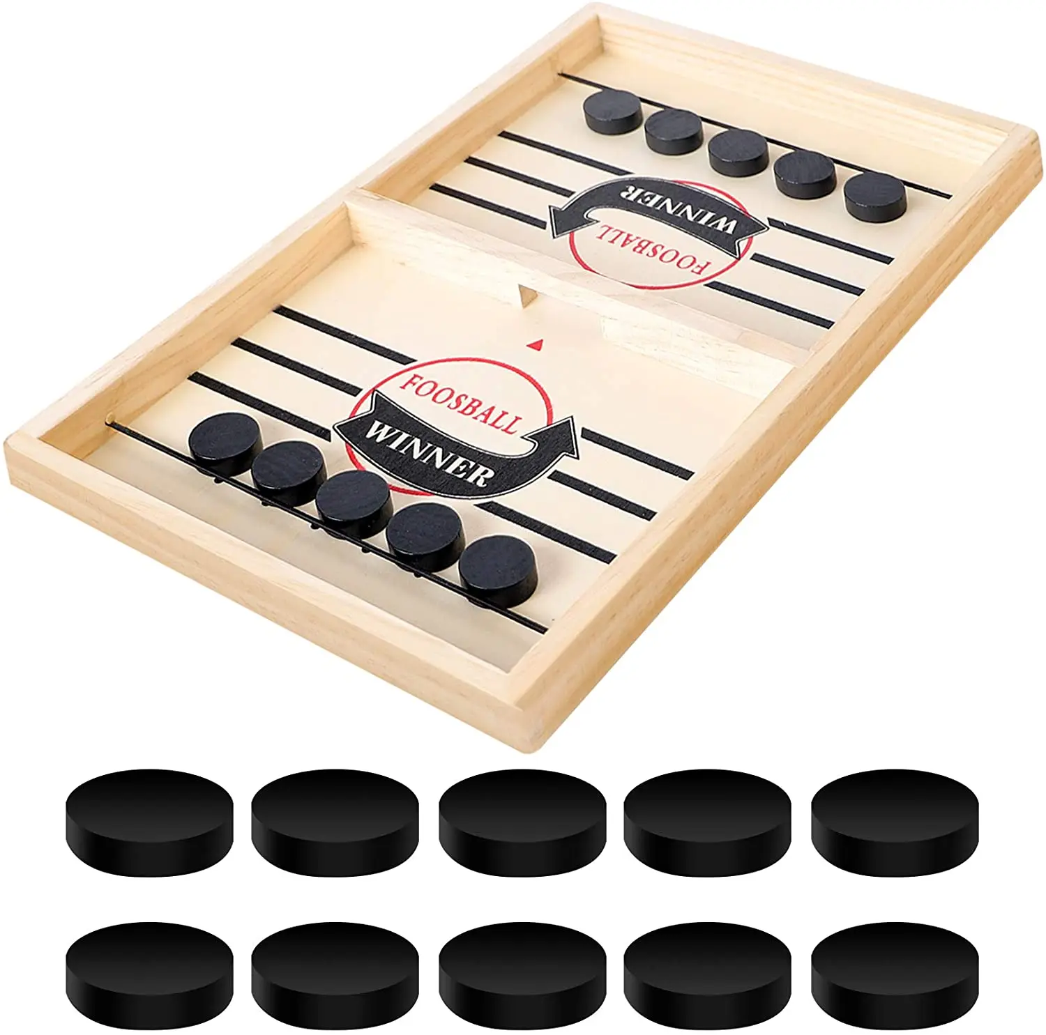 Board Game Fast Sling Puck GameWooden Hockey Game Sling Puck.Desktop Battle Wooden Sling Hockey Table Game