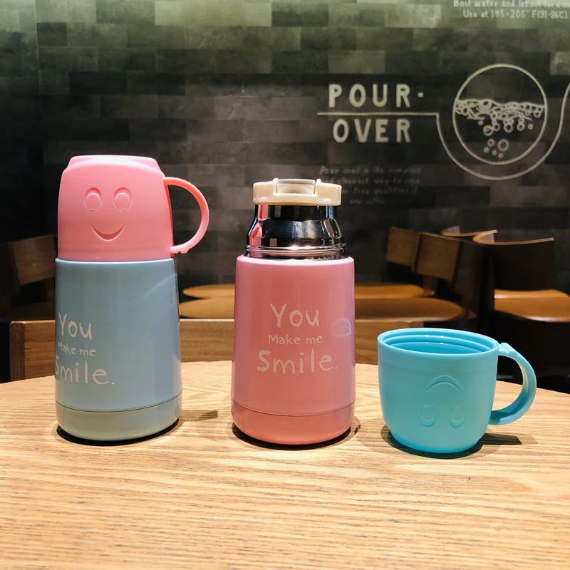 Термос из нержавеющей стали с изображением смайлика 210 мл|Вакуумные фляги и