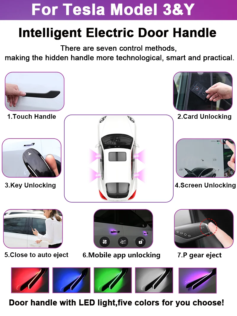 Electric Door Handles For Tesla Model Y Car parts wholesale