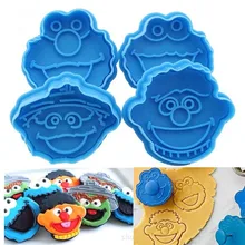 Последняя Мода для детей из 4 предметов "Маппет-Плунжер для резки печенья торта Fondant(сахарная) с принтом «Элмо» Эрни Монстр тортов украшения